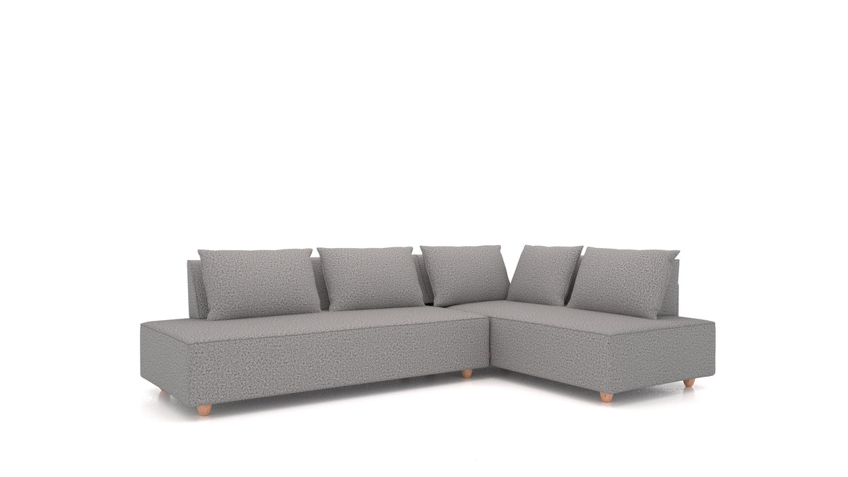 CasCais GS, divano modulare FEYDOM in tessuto Hygge HG-92 Medium Grey, gambe chiare