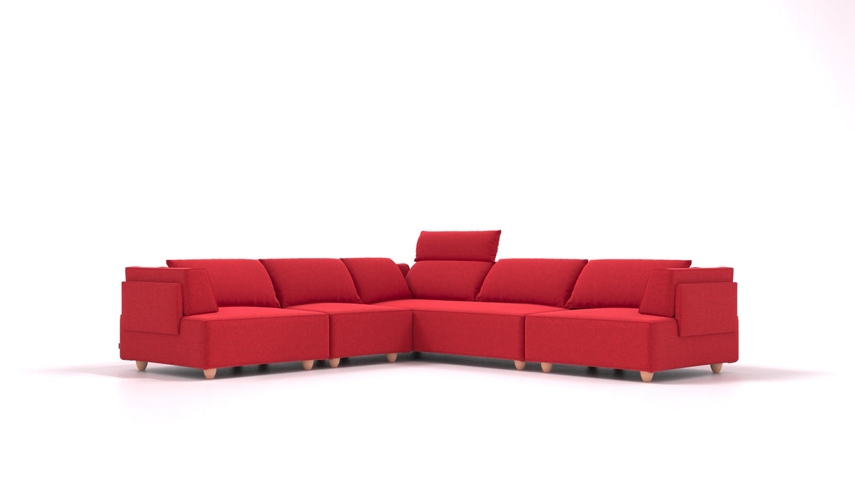CasCais IDS, divano modulare FEYDOM in tessuto Velare ET-11 Red, gambe chiare