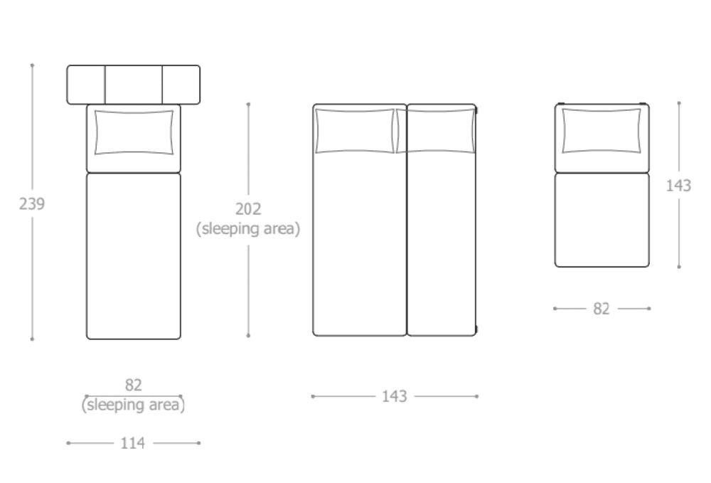 BonBon3 E+ &ndash; Letto singolo + Letto matrimoniale + Mini letto