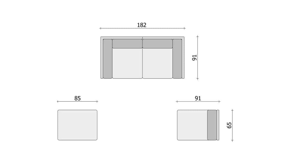 Clooods &ndash; Due posti + Poltrona + Sgabelli