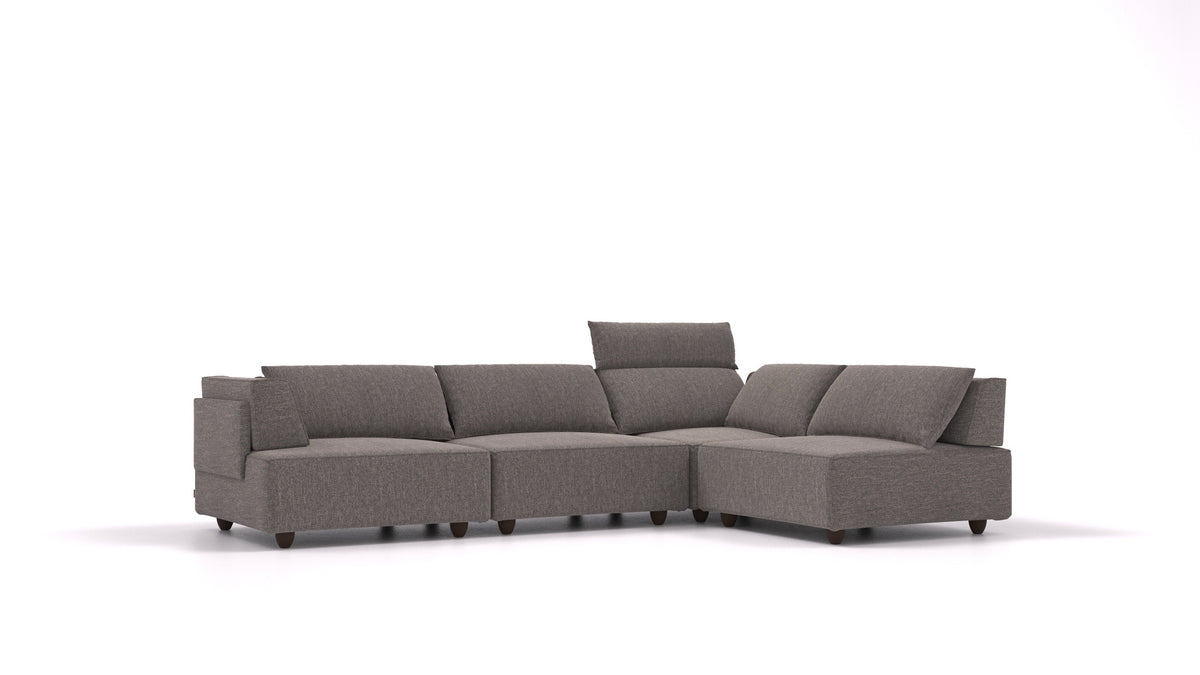 CasCais C, divano modulare FEYDOM in tessuto Alure DE-92 Middle Grey, gambe scure