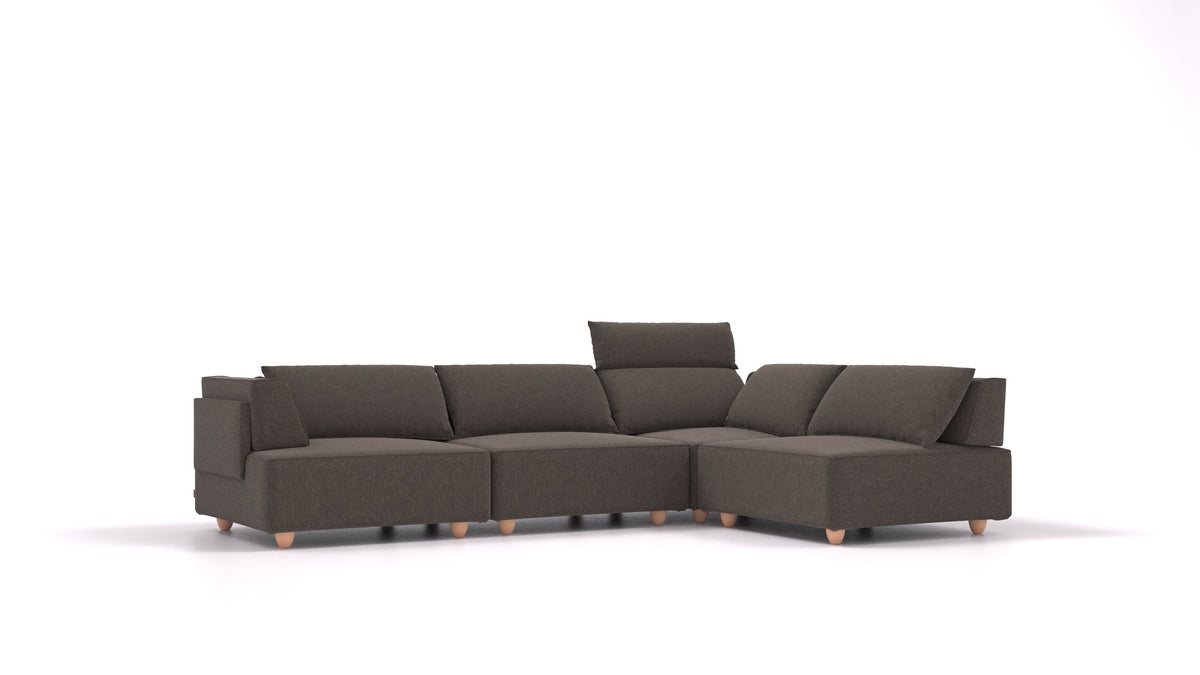 CasCais C, divano modulare FEYDOM in tessuto Velare ET-12 Dark Grey, gambe chiare