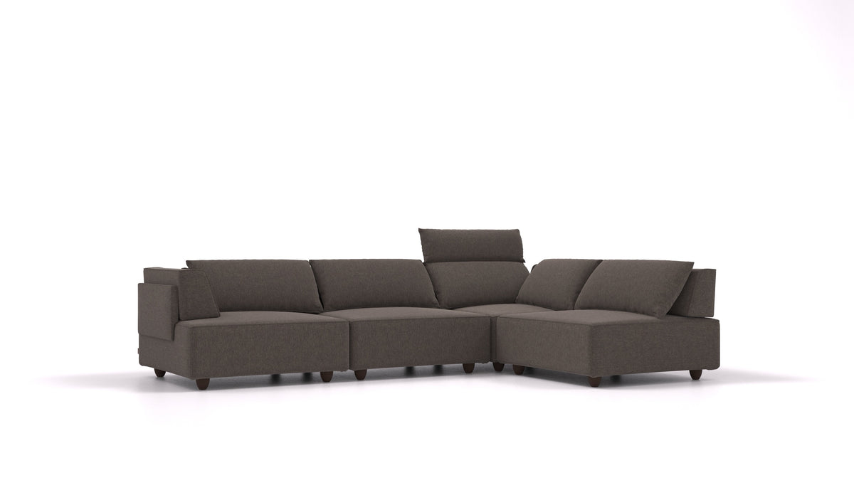 CasCais C, divano modulare FEYDOM in tessuto Velare ET-12 Dark Grey, gambe scure