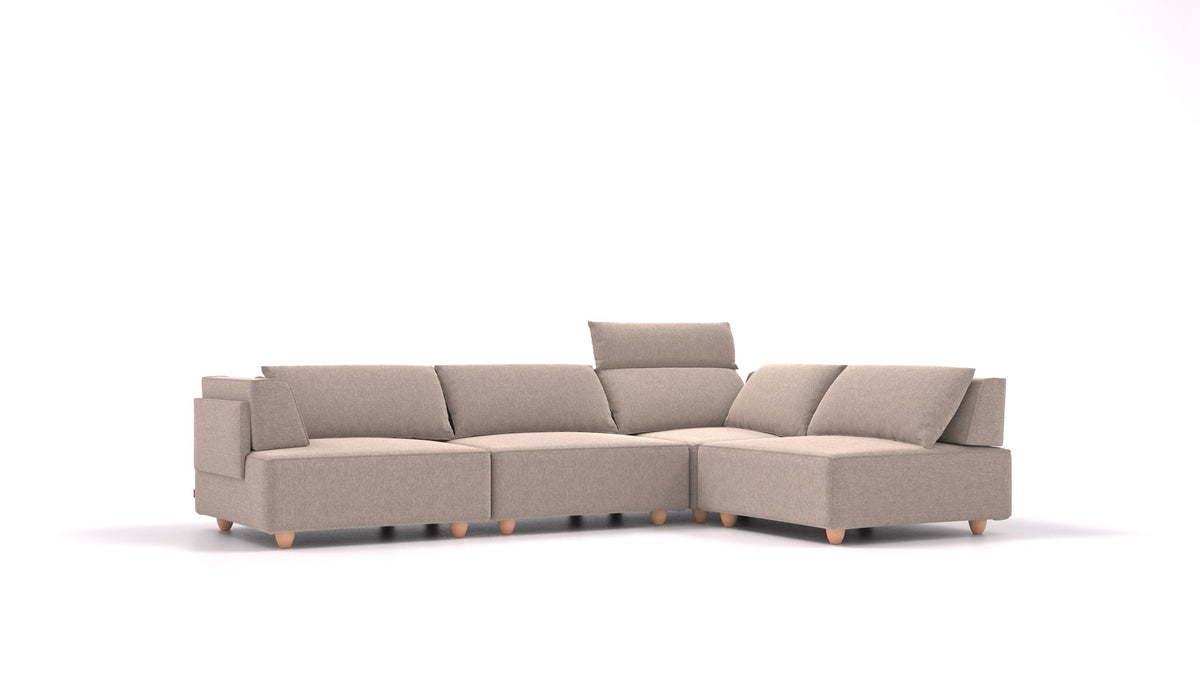 CasCais C, divano modulare FEYDOM in tessuto Velare ET-15 Light Grey, gambe chiare