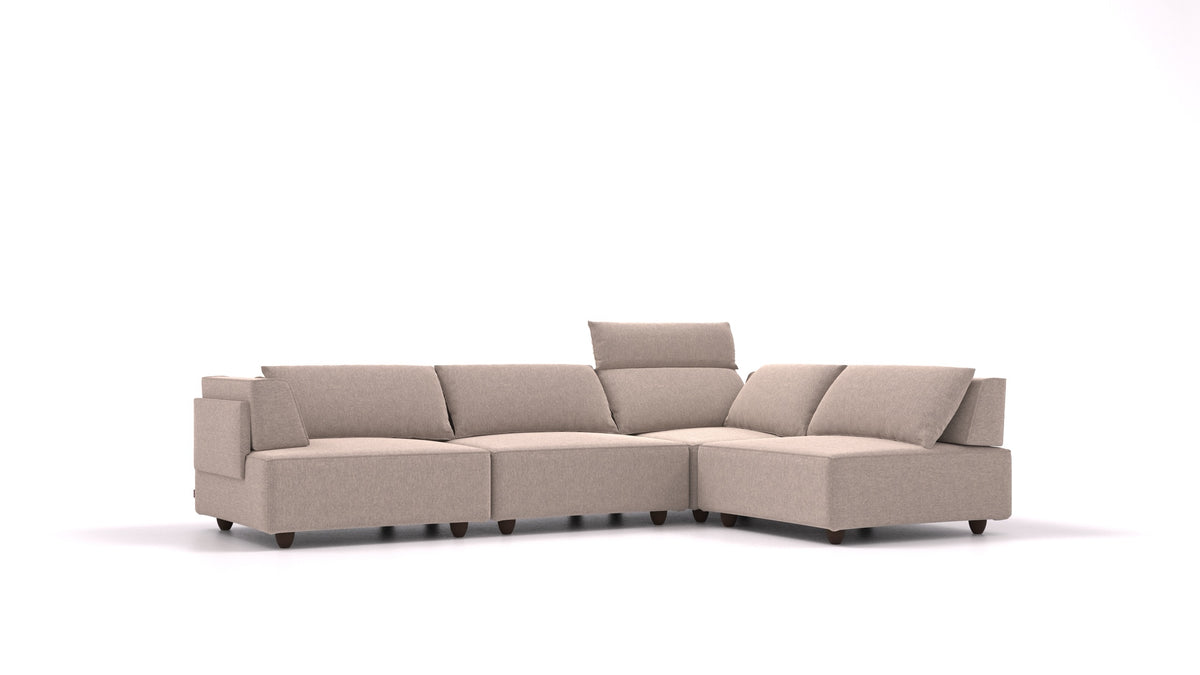 CasCais C, divano modulare FEYDOM in tessuto Velare ET-15 Light Grey, gambe scure