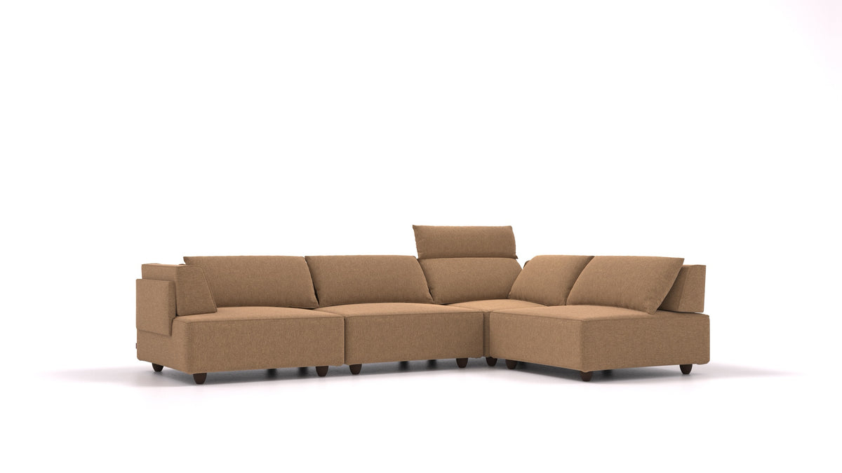 CasCais C, divano modulare FEYDOM in tessuto Velare ET-24 Cappuccino, gambe scure