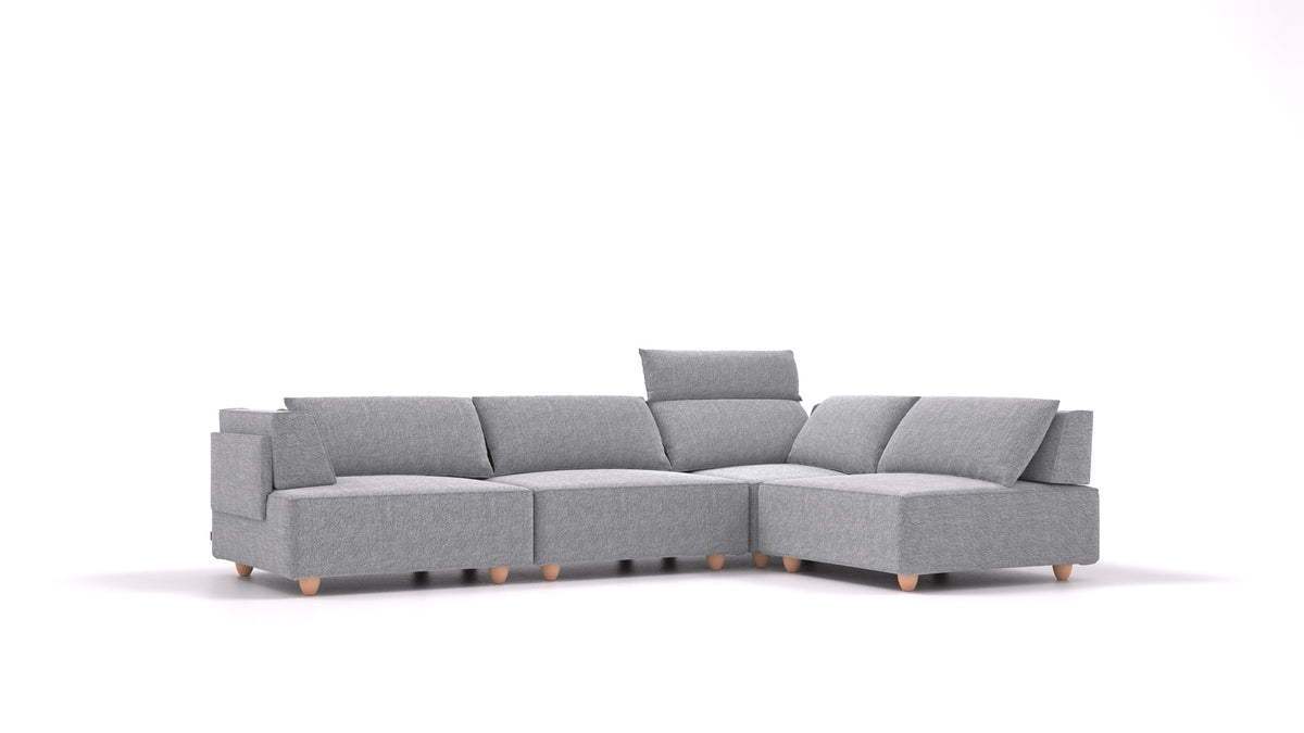 CasCais C, divano modulare FEYDOM in tessuto Phoenix FE-92 Dark Grey, gambe chiare