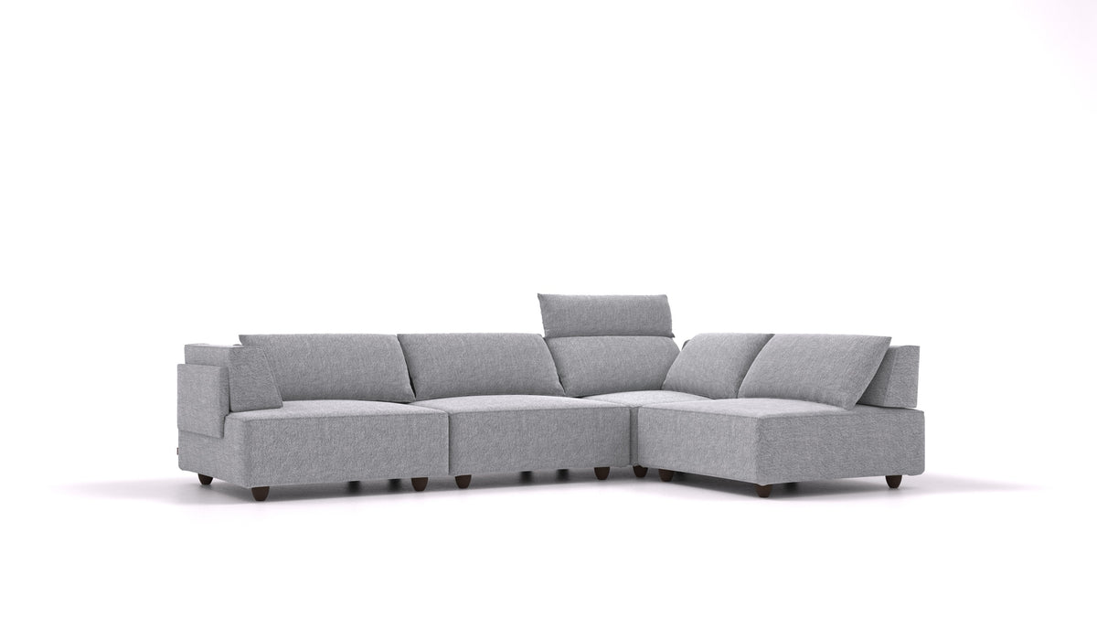 CasCais C, divano modulare FEYDOM in tessuto Phoenix FE-92 Dark Grey, gambe scure