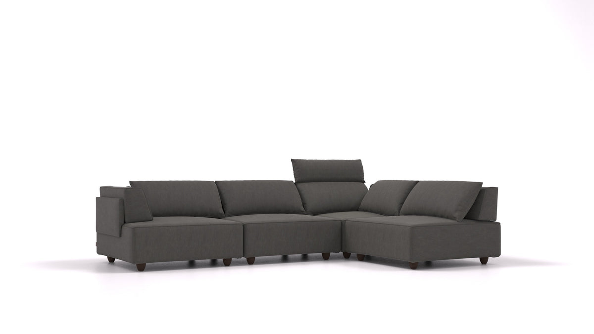 CasCais C, divano modulare FEYDOM in tessuto Mollia FF-12 Dark Grey, gambe scure