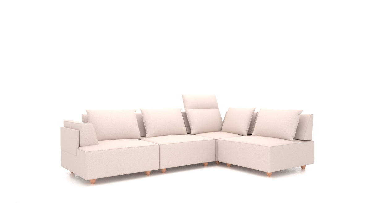 CasCais C, divano modulare FEYDOM in tessuto Hygge HG-04 Natur, gambe chiare