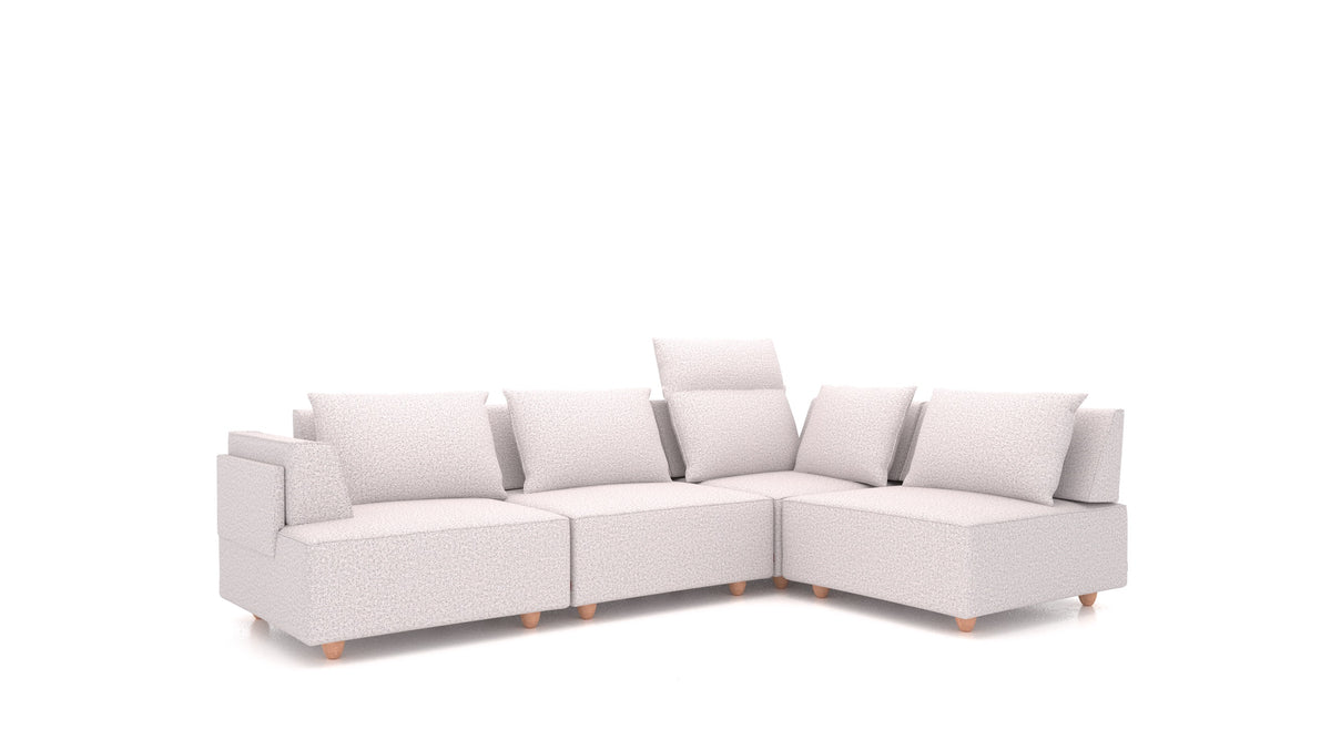 CasCais C, divano modulare FEYDOM in tessuto Hygge HG-09 Light Grey, gambe chiare