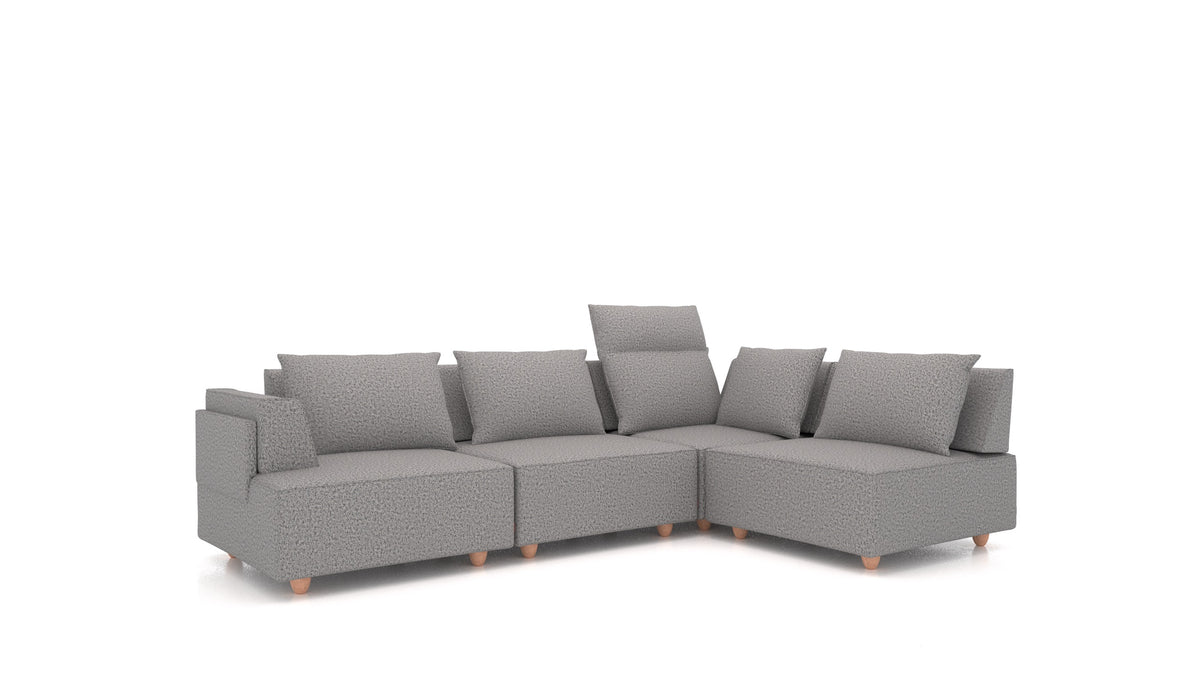 CasCais C, divano modulare FEYDOM in tessuto Hygge HG-92 Medium Grey, gambe chiare
