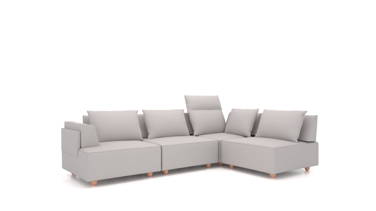 CasCais C, divano modulare FEYDOM in tessuto Heim HM-86 Light Grey, gambe chiare