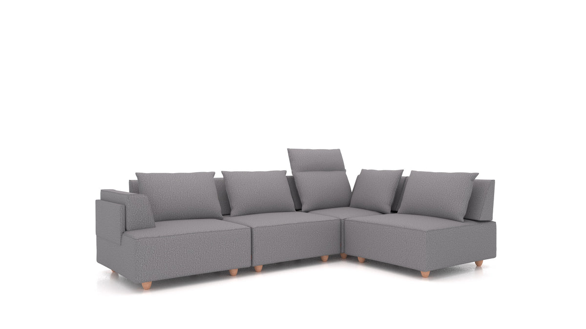 CasCais C, divano modulare FEYDOM in tessuto Heim HM-95 Medium Grey, gambe chiare