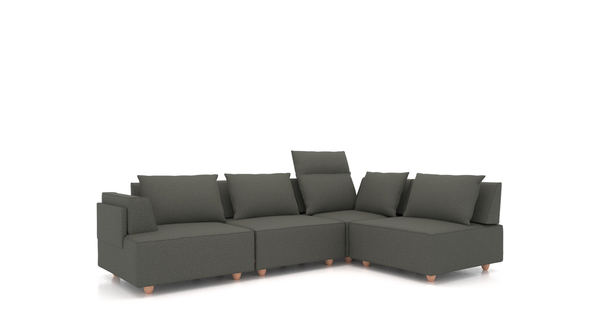 CasCais C, divano modulare FEYDOM in tessuto Heim HM-98 Dark Grey, gambe chiare