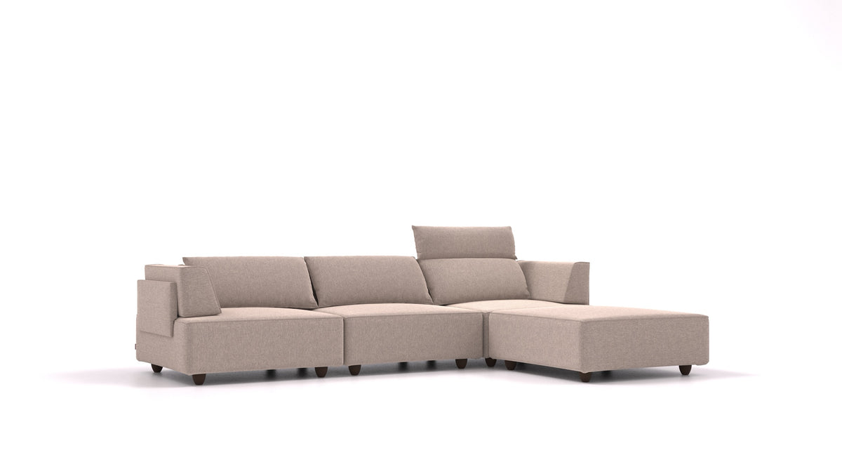 CasCais CS, divano modulare FEYDOM in tessuto Velare ET-15 Light Grey, gambe scure