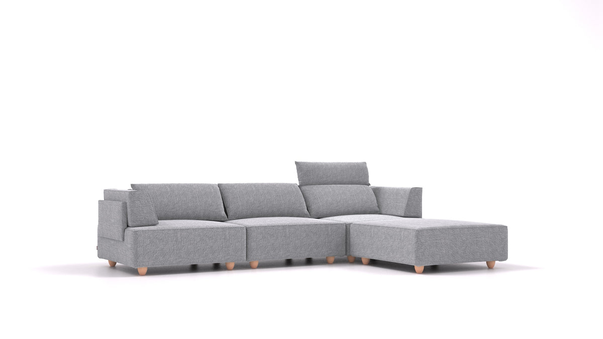 CasCais CS, divano modulare FEYDOM in tessuto Phoenix FE-92 Dark Grey, gambe chiare