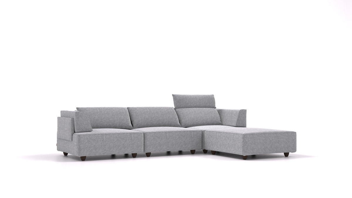 CasCais CS, divano modulare FEYDOM in tessuto Phoenix FE-92 Dark Grey, gambe scure