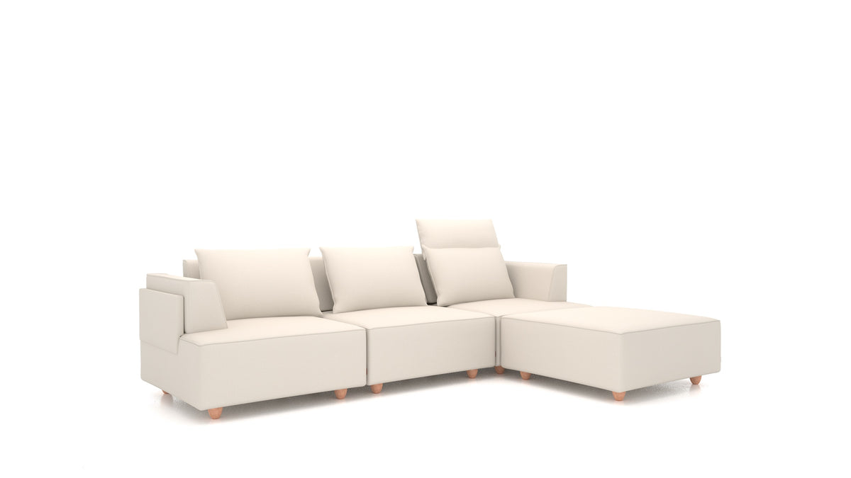 CasCais CS, divano modulare FEYDOM in tessuto Heim HM-03 White, gambe chiare