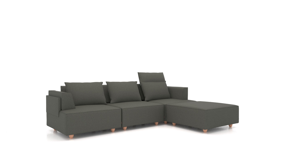 CasCais CS, divano modulare FEYDOM in tessuto Heim HM-98 Dark Grey, gambe chiare