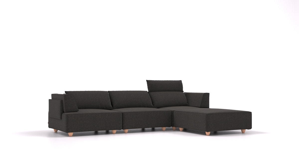 CasCais CS, divano modulare FEYDOM in tessuto Icon IC-99 Umbra, gambe chiare