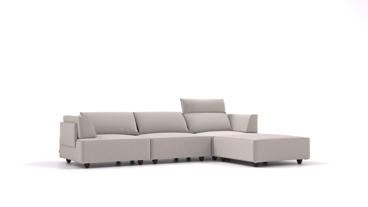CasCais CS, divano modulare FEYDOM in tessuto Zina ZI-83 Light Grey, gambe scure