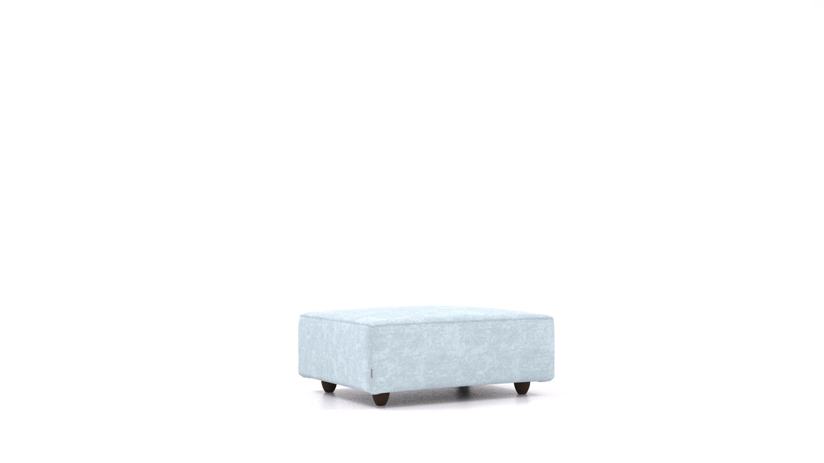 Cascais F, elemento del divano modulare FEYDOM in tessuto Mollia FF-19 Pastel Blue, gambe scure