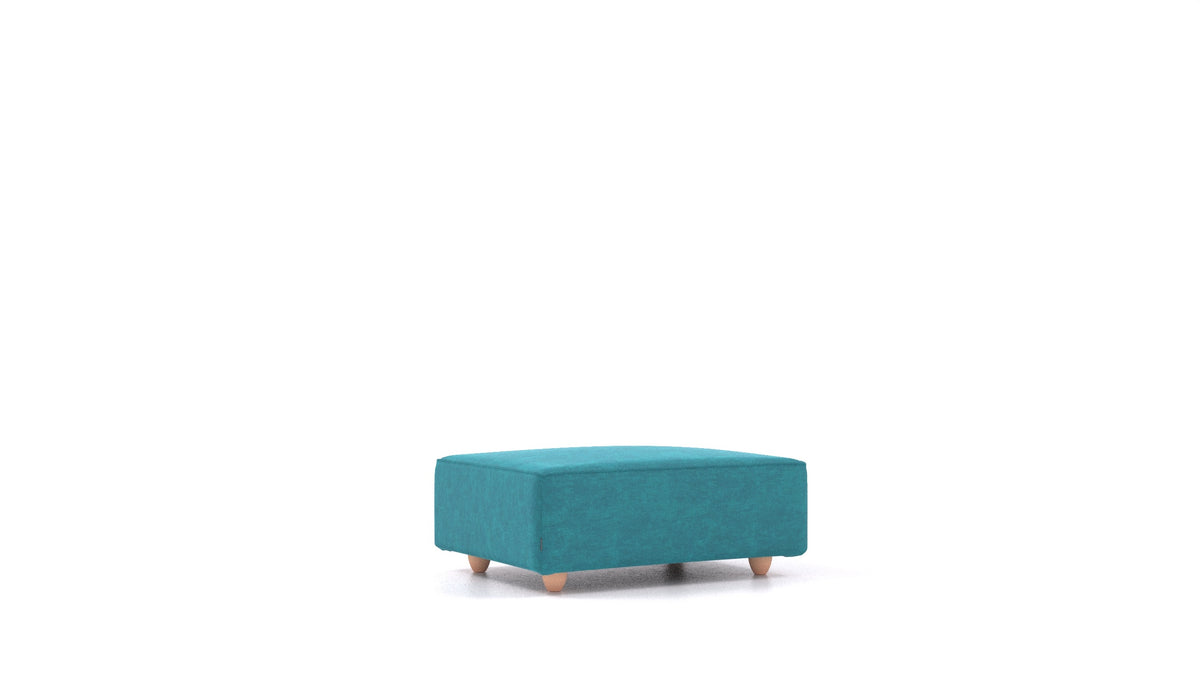 Cascais F, elemento del divano modulare FEYDOM in tessuto Mollia FF-20 Turquoise, gambe chiare