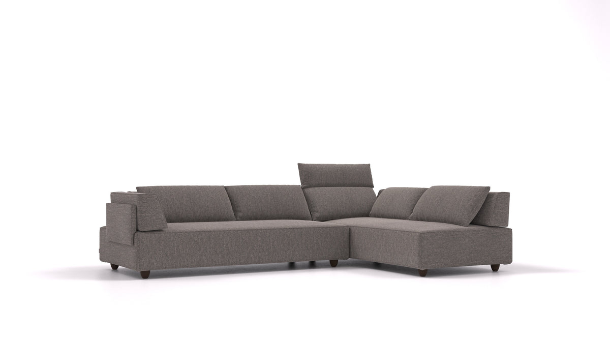 CasCais G, divano modulare FEYDOM in tessuto Alure DE-92 Middle Grey, gambe scure