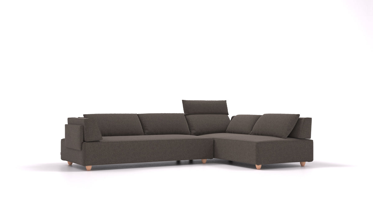 CasCais G, divano modulare FEYDOM in tessuto Velare ET-12 Dark Grey, gambe chiare