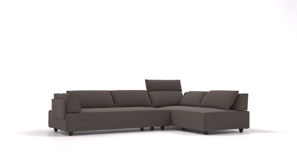 CasCais G, divano modulare FEYDOM in tessuto Velare ET-12 Dark Grey, gambe scure
