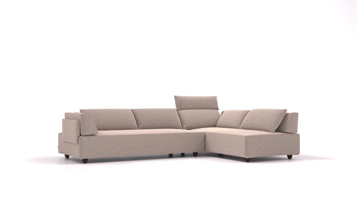 CasCais G, divano modulare FEYDOM in tessuto Velare ET-15 Light Grey, gambe scure