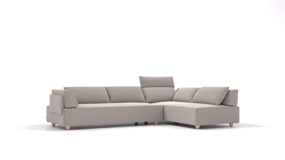 CasCais G, divano modulare FEYDOM in tessuto Phoenix FE-84 Middle Grey, gambe chiare