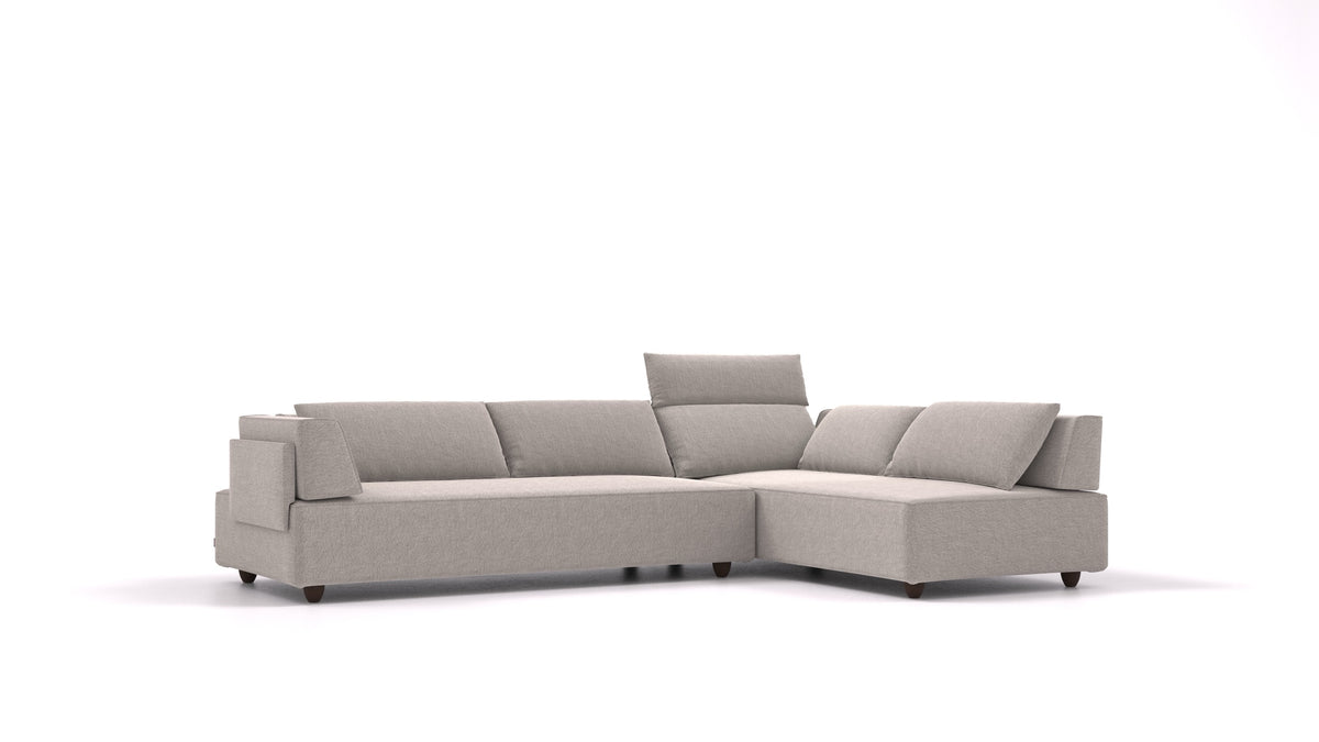 CasCais G, divano modulare FEYDOM in tessuto Phoenix FE-84 Middle Grey, gambe scure
