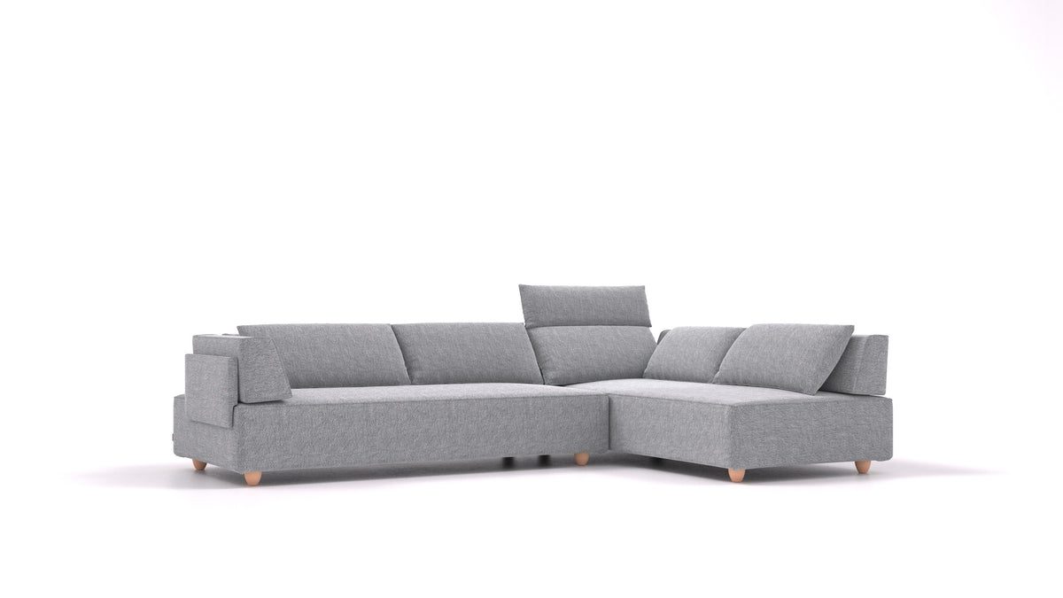 CasCais G, divano modulare FEYDOM in tessuto Phoenix FE-92 Dark Grey, gambe chiare