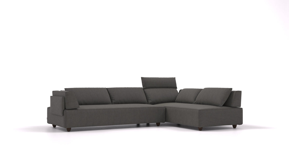CasCais G, divano modulare FEYDOM in tessuto Mollia FF-12 Dark Grey, gambe scure