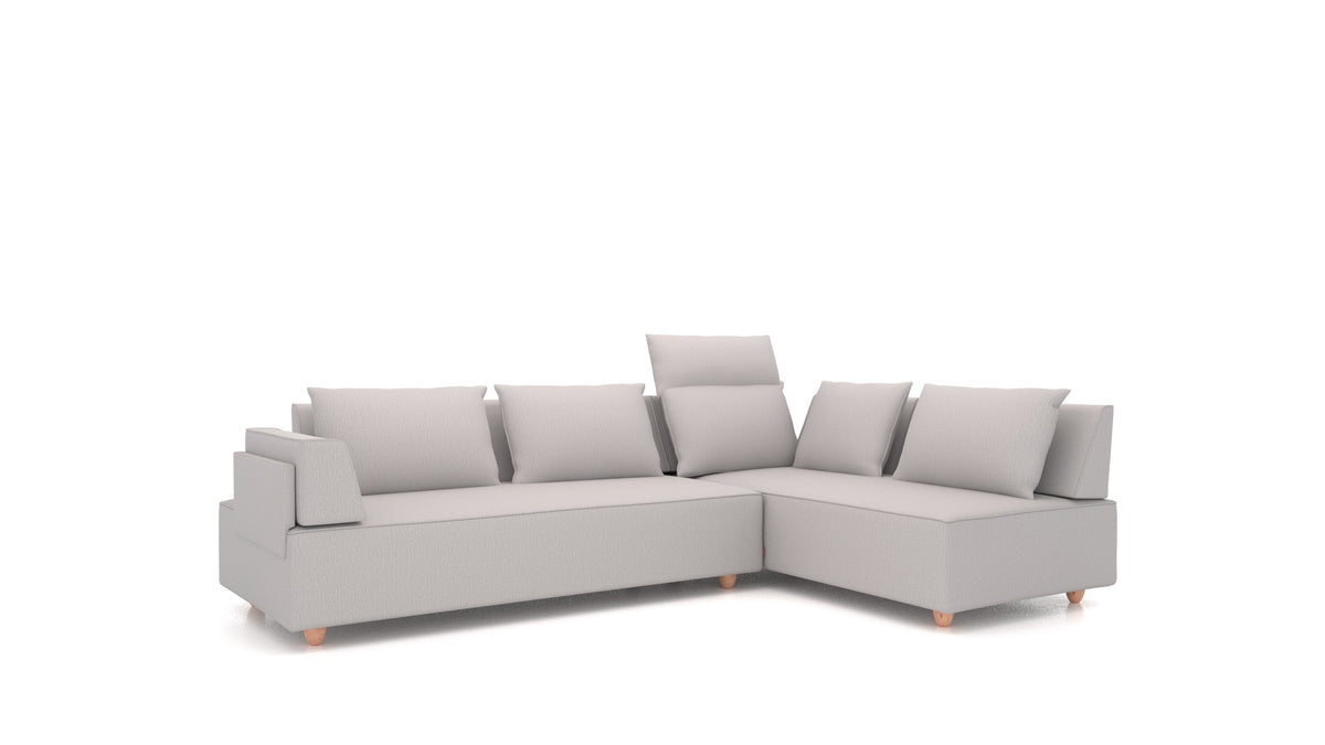 CasCais G, divano modulare FEYDOM in tessuto Heim HM-86 Light Grey, gambe chiare