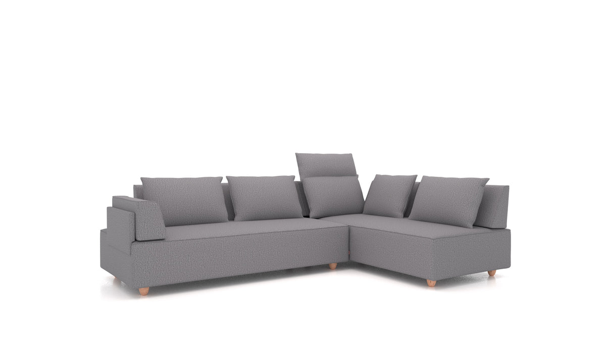 CasCais G, divano modulare FEYDOM in tessuto Heim HM-95 Medium Grey, gambe chiare