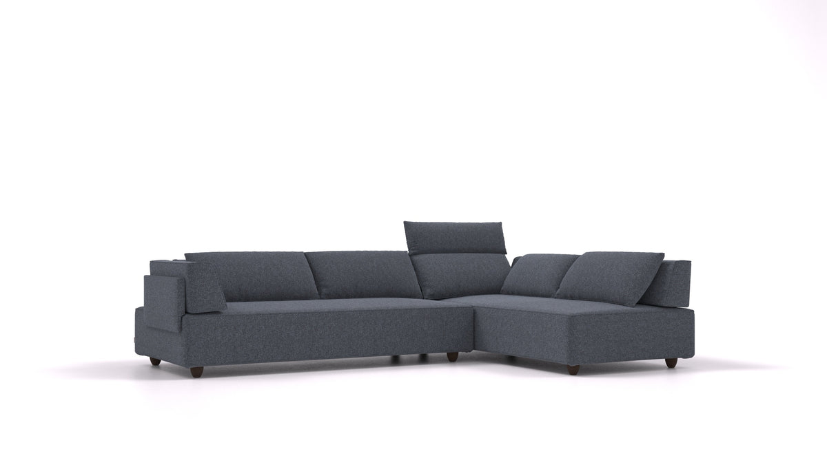 CasCais G, divano modulare FEYDOM in tessuto Icon IC-79 Deep Blue, gambe scure
