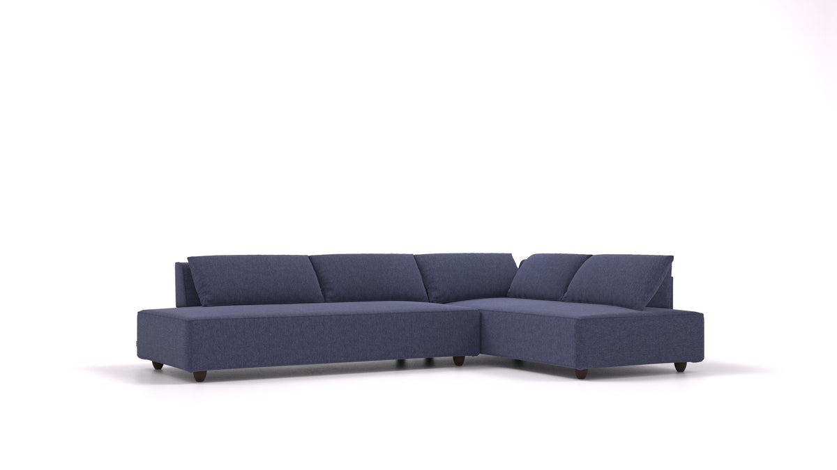 CasCais GS, divano modulare FEYDOM in tessuto Velare ET-80 Noble Blue, gambe scure