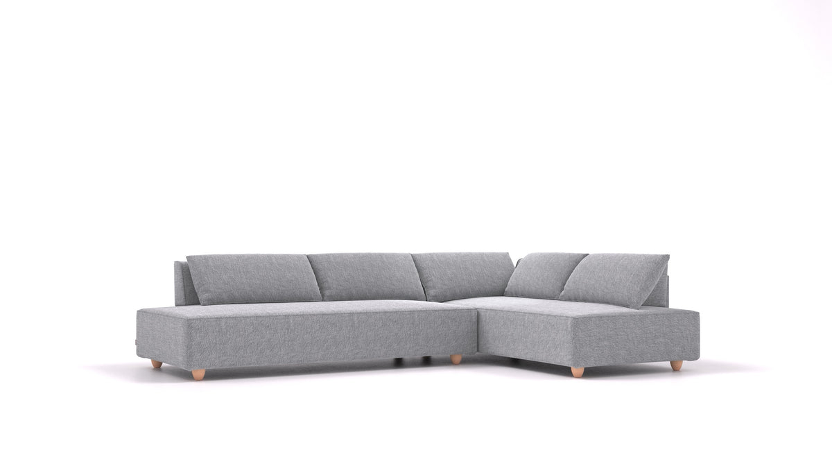 CasCais GS, divano modulare FEYDOM in tessuto Phoenix FE-92 Dark Grey, gambe chiare