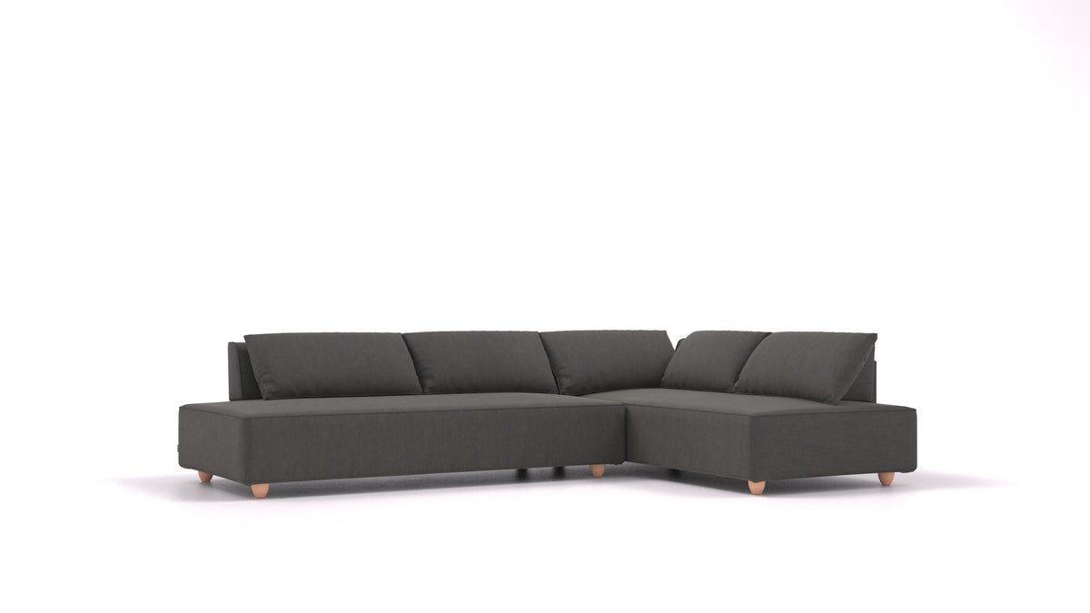 CasCais GS, divano modulare FEYDOM in tessuto Mollia FF-12 Dark Grey, gambe chiare