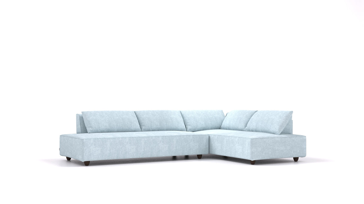 CasCais GS, divano modulare FEYDOM in tessuto Mollia FF-19 Pastel Blue, gambe scure