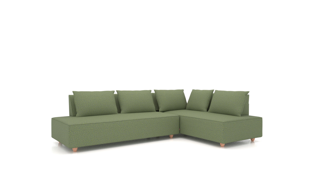 CasCais GS, divano modulare FEYDOM in tessuto Hygge HG-34 Olive Green, gambe chiare