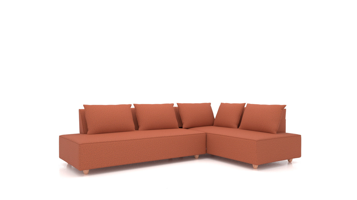 CasCais GS, divano modulare FEYDOM in tessuto Hygge HG-56 Terracotta, gambe chiare