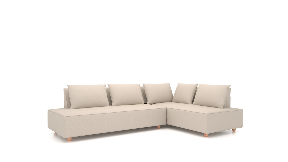 CasCais GS, divano modulare FEYDOM in tessuto Heim HM-06 Natur, gambe chiare