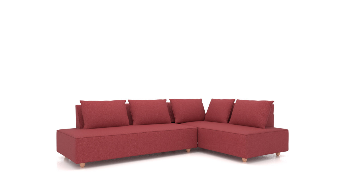 CasCais GS, divano modulare FEYDOM in tessuto Heim HM-58 Cherry, gambe chiare