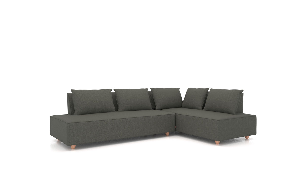 CasCais GS, divano modulare FEYDOM in tessuto Heim HM-98 Dark Grey, gambe chiare