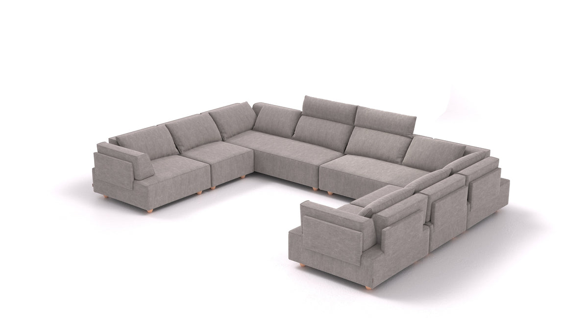 CasCais ID, divano modulare FEYDOM in tessuto Mollia FF-14 Middle Grey, gambe chiare
