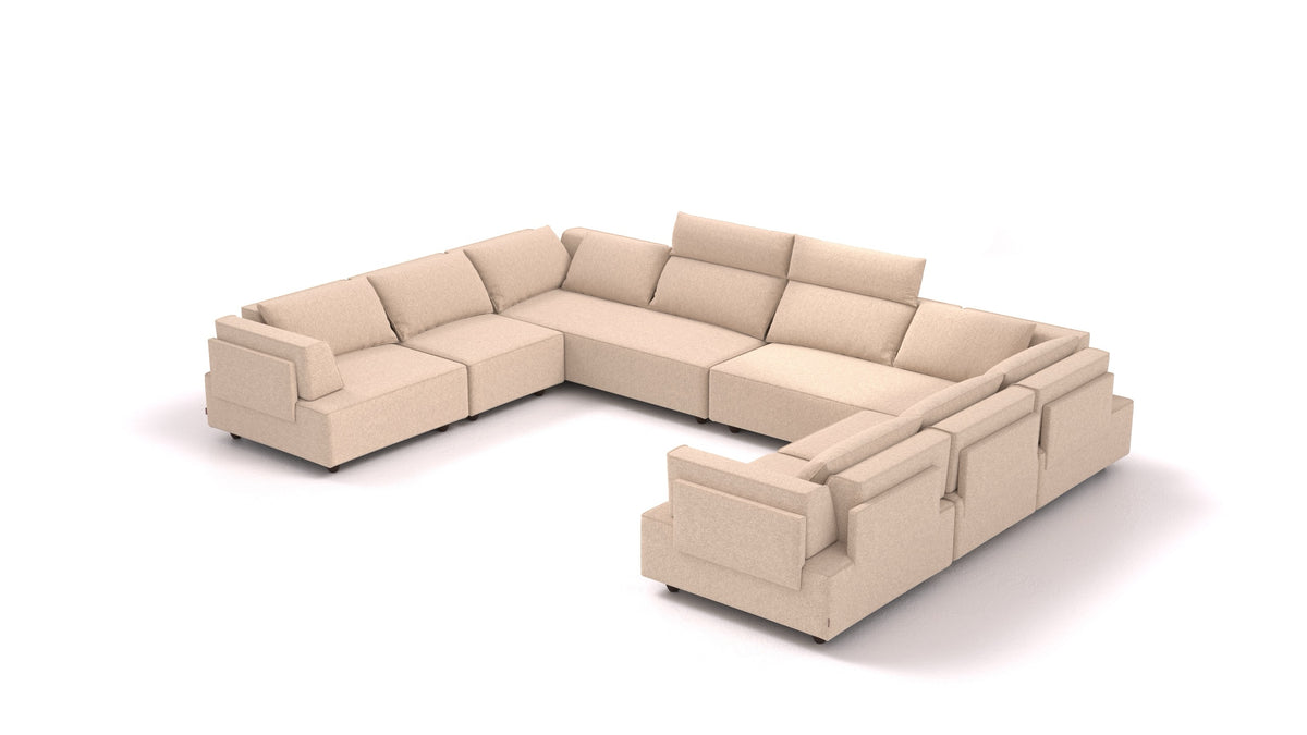 CasCais ID, divano modulare FEYDOM in tessuto Icon IC-06 Cappuccino, gambe scure